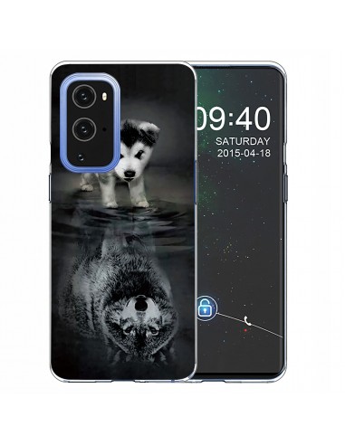 Coque silicone OnePlus 9 Loup Noir