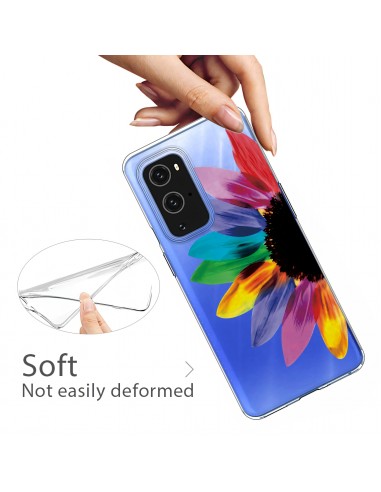 Coque silicone OnePlus 9 Colorful Flower Bleu