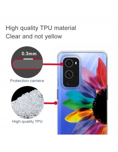Coque silicone OnePlus 9 Colorful Flower Bleu