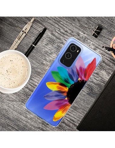 Coque silicone OnePlus 9 Colorful Flower Bleu