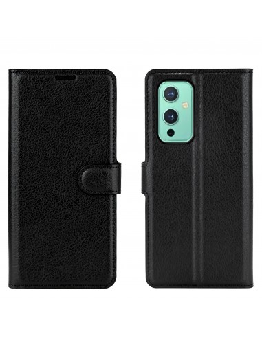 Etui portefeuille OnePlus 9 Litchi Noir