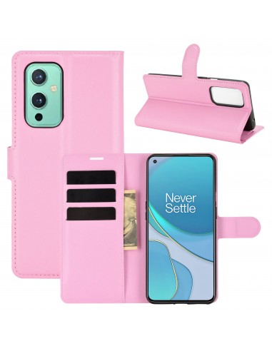 Etui portefeuille OnePlus 9 Litchi Rose
