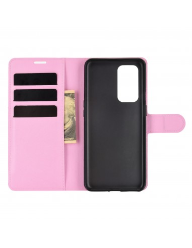 Etui portefeuille OnePlus 9 Litchi Rose