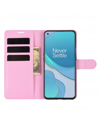 Etui portefeuille OnePlus 9 Litchi Rose