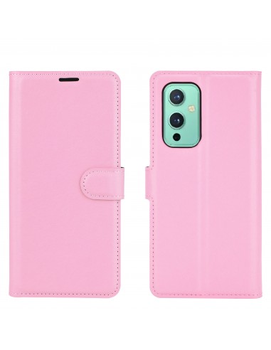 Etui portefeuille OnePlus 9 Litchi Rose