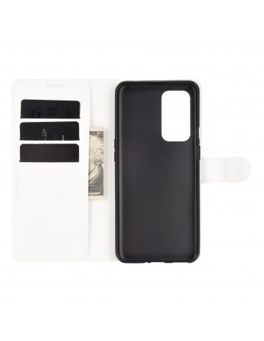 Etui portefeuille OnePlus 9 Litchi Blanc