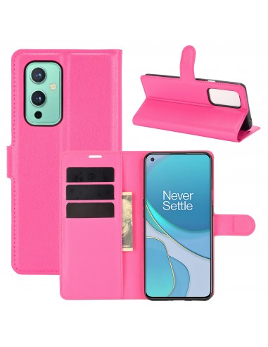 Etui portefeuille OnePlus 9 Litchi Fushia