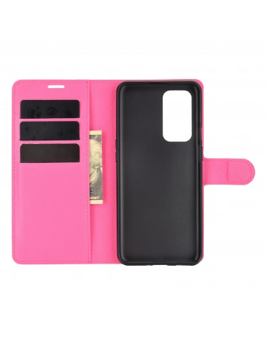 Etui portefeuille OnePlus 9 Litchi Fushia