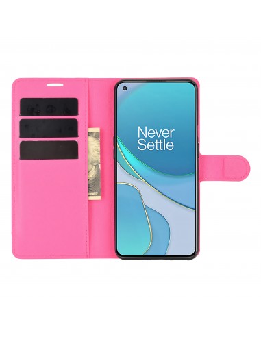 Etui portefeuille OnePlus 9 Litchi Fushia