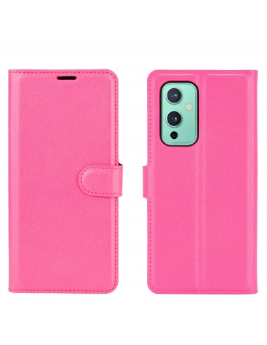 Etui portefeuille OnePlus 9 Litchi Fushia