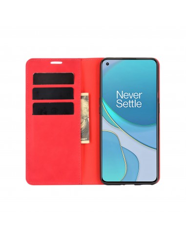 Etui portefeuille OnePlus 9 Business Soft touch Rouge