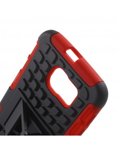 Coque antichoc Galaxy S6 Hybride avec support Rouge