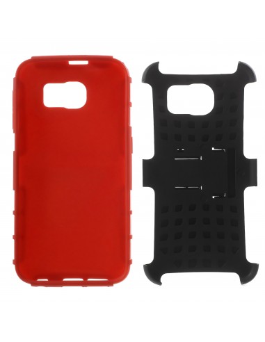Coque antichoc Galaxy S6 Hybride avec support Rouge