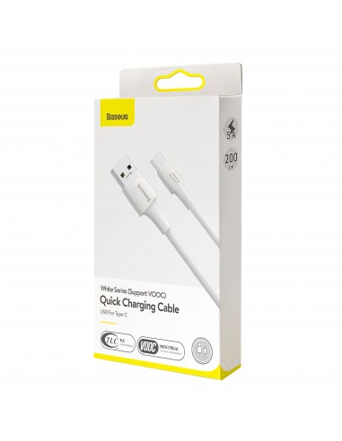 Câble Type C Flash Charge - 2 mètres - BASEUS Blanc
