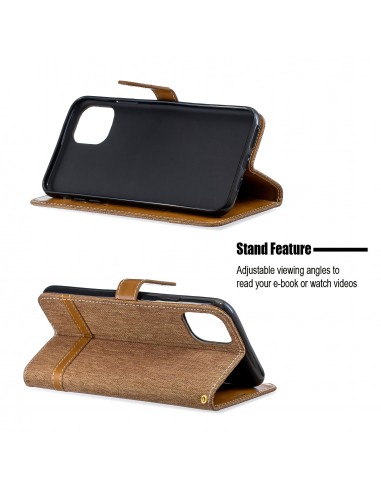 Etui iPhone 11 Pro Max - Style Jeans Marron