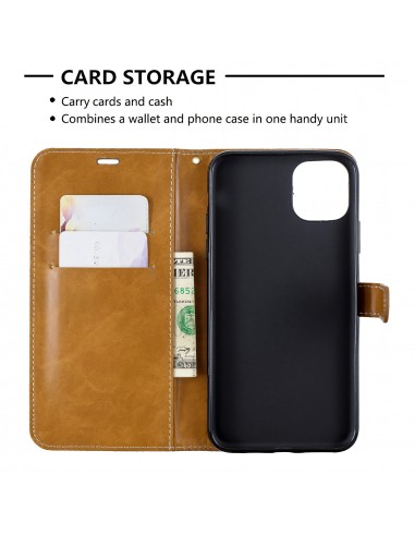 Etui iPhone 11 Pro Max - Style Jeans Marron