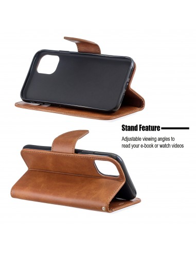 Etui portefeuille iPhone 11 - Simili cuir Marron