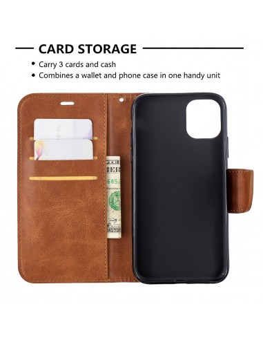 Etui portefeuille iPhone 11 - Simili cuir Marron