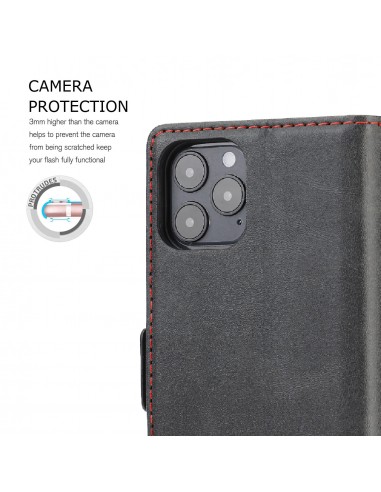 Etui de protection iPhone 12 et iPhone 12 Pro - Style business Noir