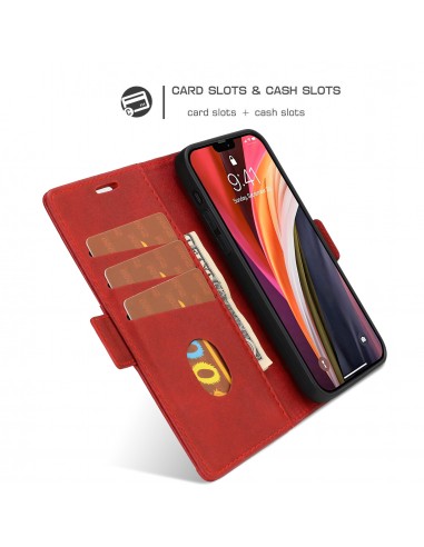 Etui de protection iPhone 12 et iPhone 12 Pro - Style business Rouge