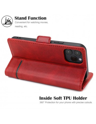 Etui de protection iPhone 12 et iPhone 12 Pro - Style business Rouge