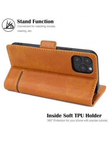Etui de protection iPhone 12 et iPhone 12 Pro - Style business Marron