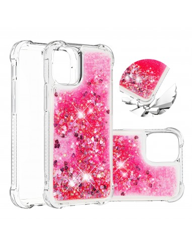 Coque antichoc iPhone 12 mini - Paillettes Rose