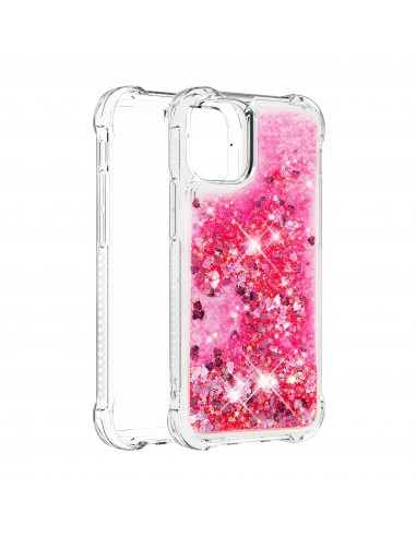 Coque antichoc iPhone 12 mini - Paillettes Rose