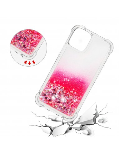 Coque antichoc iPhone 12 mini - Paillettes Rose