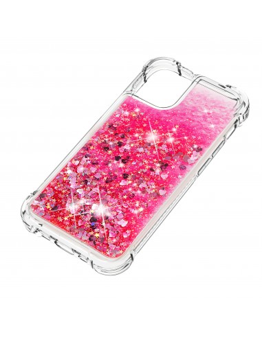 Coque antichoc iPhone 12 mini - Paillettes Rose