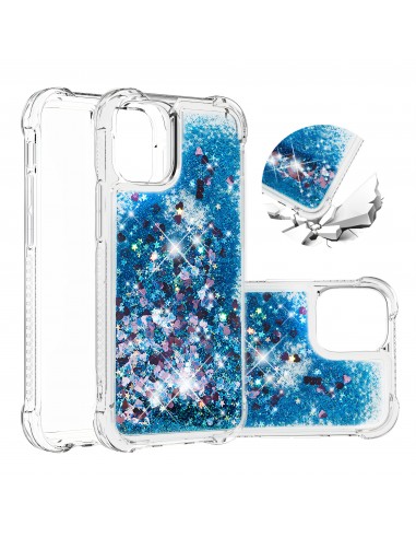 Coque antichoc iPhone 12 mini - Paillettes Bleu foncé