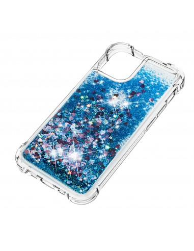 Coque antichoc iPhone 12 mini - Paillettes Bleu foncé