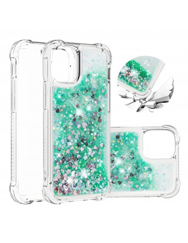 Coque antichoc iPhone 12 mini - Paillettes Vert