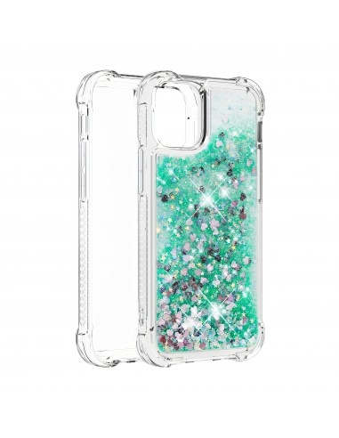 Coque antichoc iPhone 12 mini - Paillettes Vert