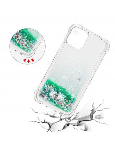Coque antichoc iPhone 12 mini - Paillettes Vert