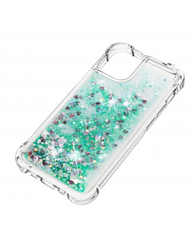 Coque antichoc iPhone 12 mini - Paillettes Vert