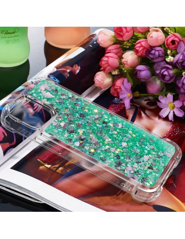 Coque antichoc iPhone 12 mini - Paillettes Vert
