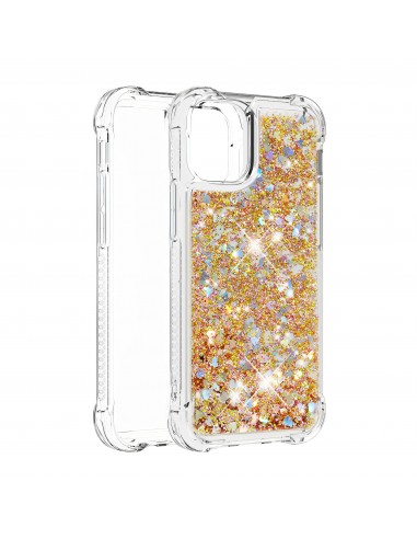 Coque antichoc iPhone 12 mini - Paillettes Or