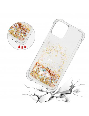Coque antichoc iPhone 12 mini - Paillettes Or