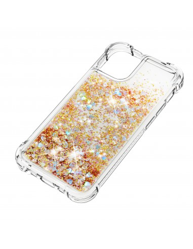 Coque antichoc iPhone 12 mini - Paillettes Or