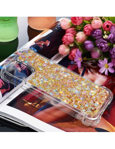 Coque antichoc iPhone 12 mini - Paillettes Or