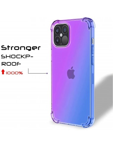 Coque antichoc iPhone 12 Pro Max Silicone transparent - Dégradé couleurs Violet