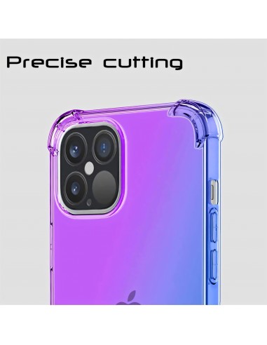 Coque antichoc iPhone 12 Pro Max Silicone transparent - Dégradé couleurs Violet