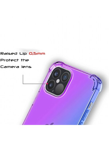 Coque antichoc iPhone 12 Pro Max Silicone transparent - Dégradé couleurs Violet
