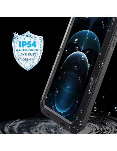 Coque antichoc Metal iPhone 12 et 12 Pro avec film en verre Noir