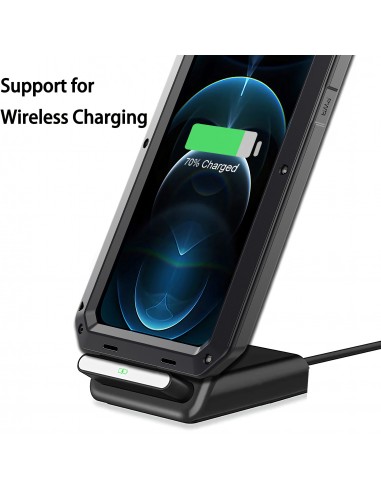 Coque antichoc Metal iPhone 12 et 12 Pro avec film en verre Noir