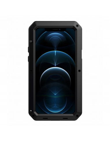 Coque antichoc Metal iPhone 12 et 12 Pro avec film en verre Noir