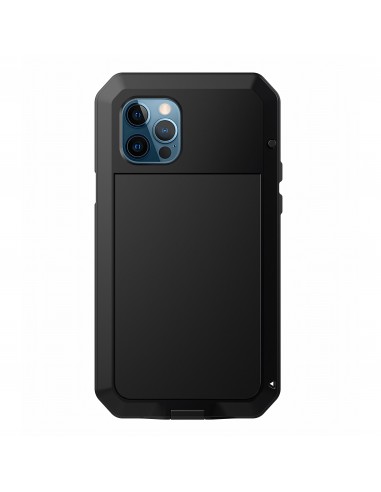 Coque antichoc Metal iPhone 12 et 12 Pro avec film en verre Noir