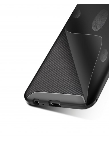 Coque antichoc Galaxy J4 Plus - Style fibre de carbone Noir