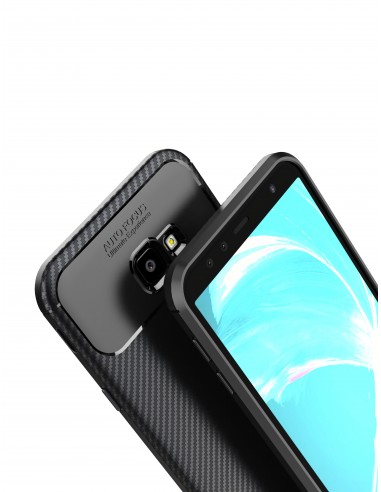 Coque antichoc Galaxy J4 Plus - Style fibre de carbone Noir